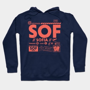 Vintage Sofia SOF Airport Code Travel Day Retro Travel Tag Bulgaria Hoodie